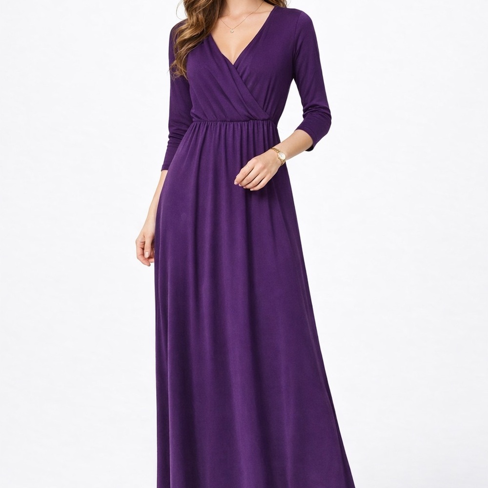 Chic Purple Maxi Dress 92% cotton 8% spandex size L soft elegant dress